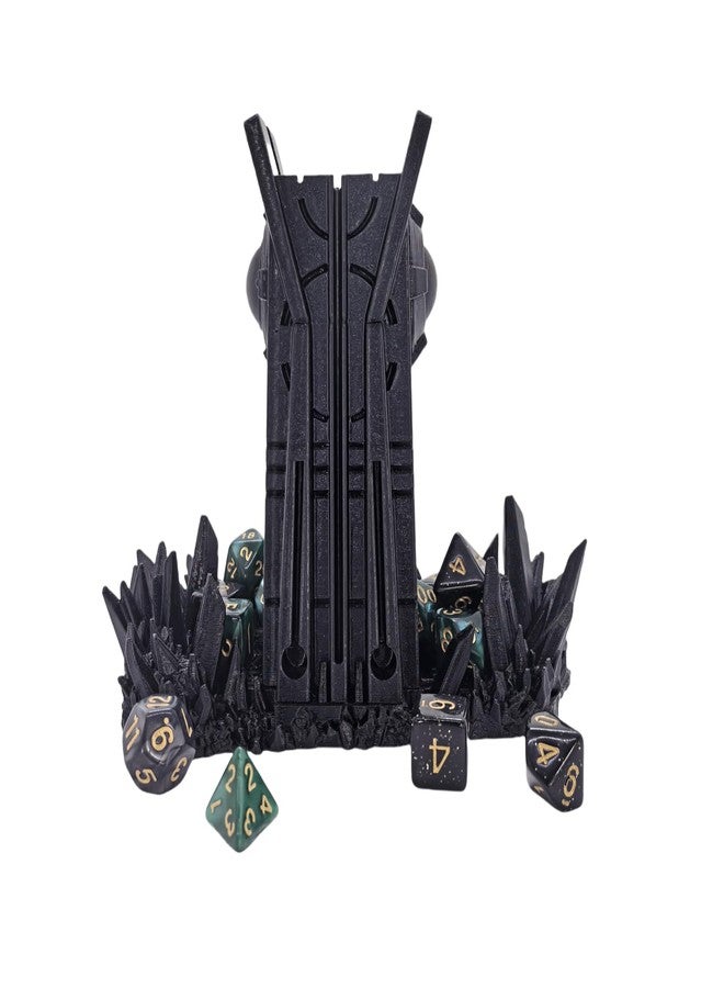 XJPONGC Retro Planet Dice Tower DND Dice Rolling Tower Dice Tower Dungeons and Dragons Dice Jail D&D Accessories (Random 7PCS D20 Dice Set Included) Black - Image 3